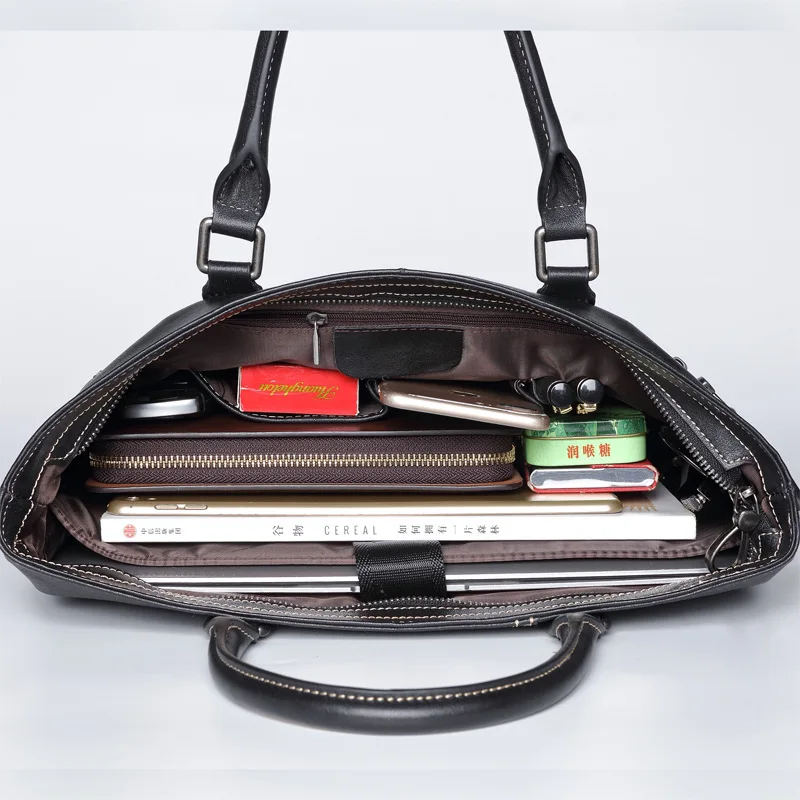 新しいブリーフケース本物のメッセンジャー高級レザーブリーフケース男性ビジネス水平ハンドバッグメンズトップレイヤー牛革バッグブリーフケース