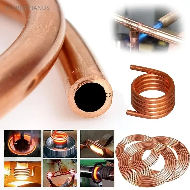 10 Meters T2 Red Copper Tubes Metal Copper Coil Hollow Pipe Soft Air Conditioning Drain Pipe Special Cooling Round Pipe