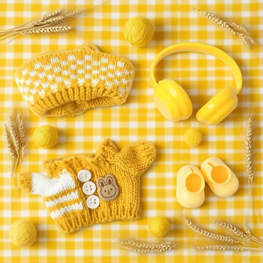 

For Labubu V1 V2 Idol Cute Doll Clothes Fashion Sweater Outfit Accessories Sitting Party Pink White Striped Sweater Cup Clothing