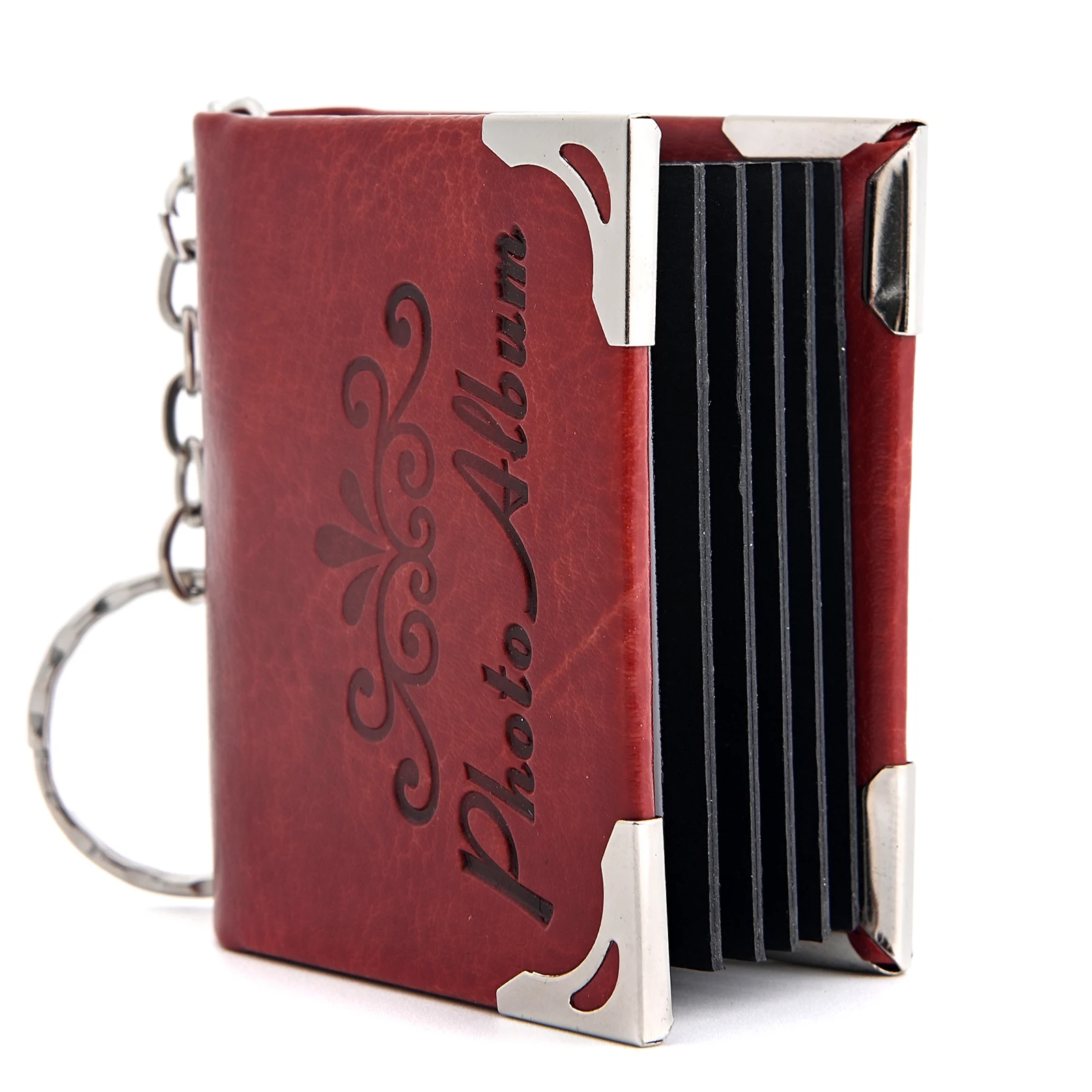 Blank Put Mini 10pcs Pictures Book Photo Album Leather Keychain Couples Gift Keyrings Anniversary Diy Wallet Pendant