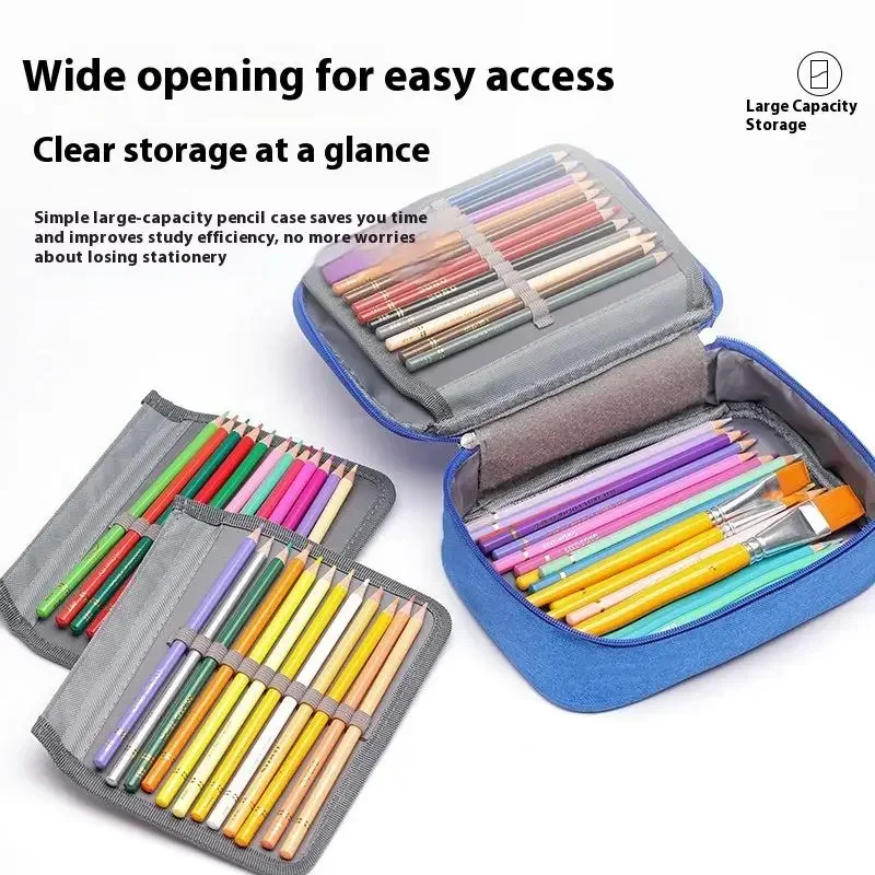 Simple Waterproof Pencil Case with 72 Holes - Large Capacity, Multi-Layer, Detachable, Lightweight & Portable Sketch Pencil Bag
