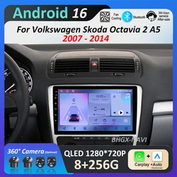 Bluetooth Split Screen Car Radio Multimedia Player Android for Volkswagen Skoda Octavia 2 A5 2007 - 2014 GPS 4G WiFi HD Screen