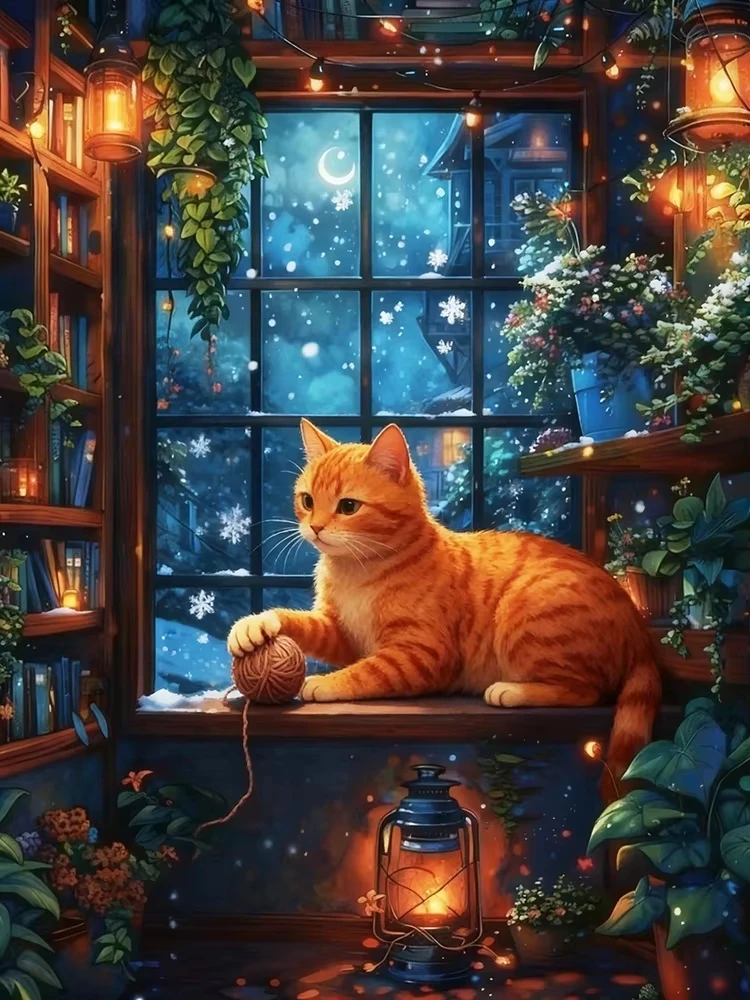 

The Cat By The Window 500/1000/1200/2000 PCS Jigsaw Puzzles Family Activity Relaxing Games for Living Room Home Decor Gift