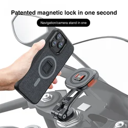 VRIG MG-18L Shockproof Magnetic Motorcycle Bicycle Mobile Phone Holder Support GPS Road /Mountain Bike Bracket Cellphone Holder