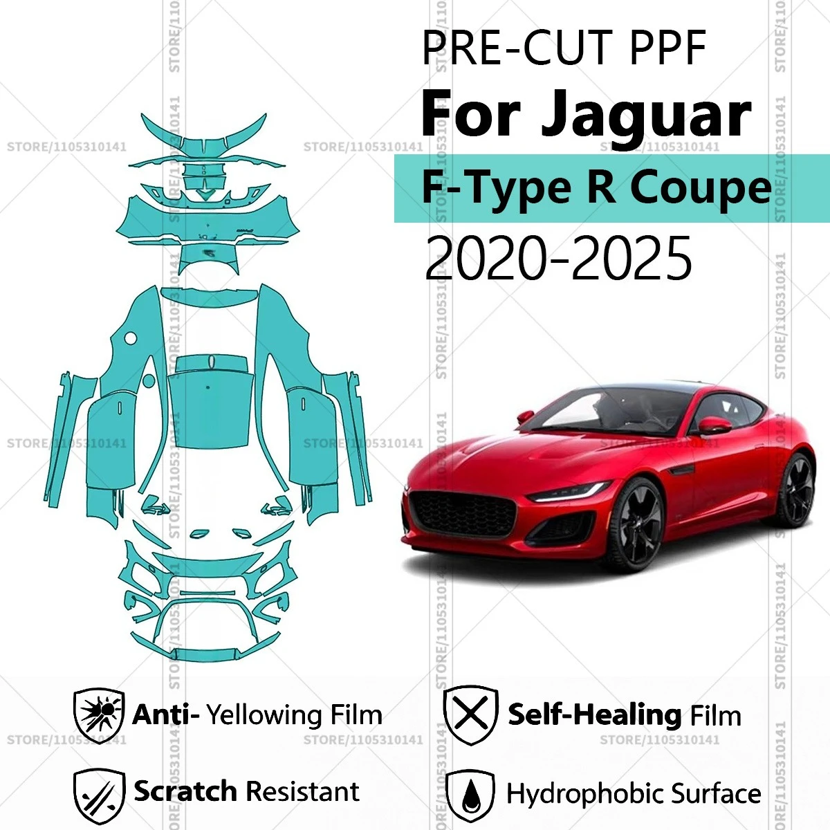 

Pre-Cut Paint Protection Film PPF Transparent Car Film Automotive PPF For Jaguar F-Type R Coupe 2020-2025 Full Vehicle