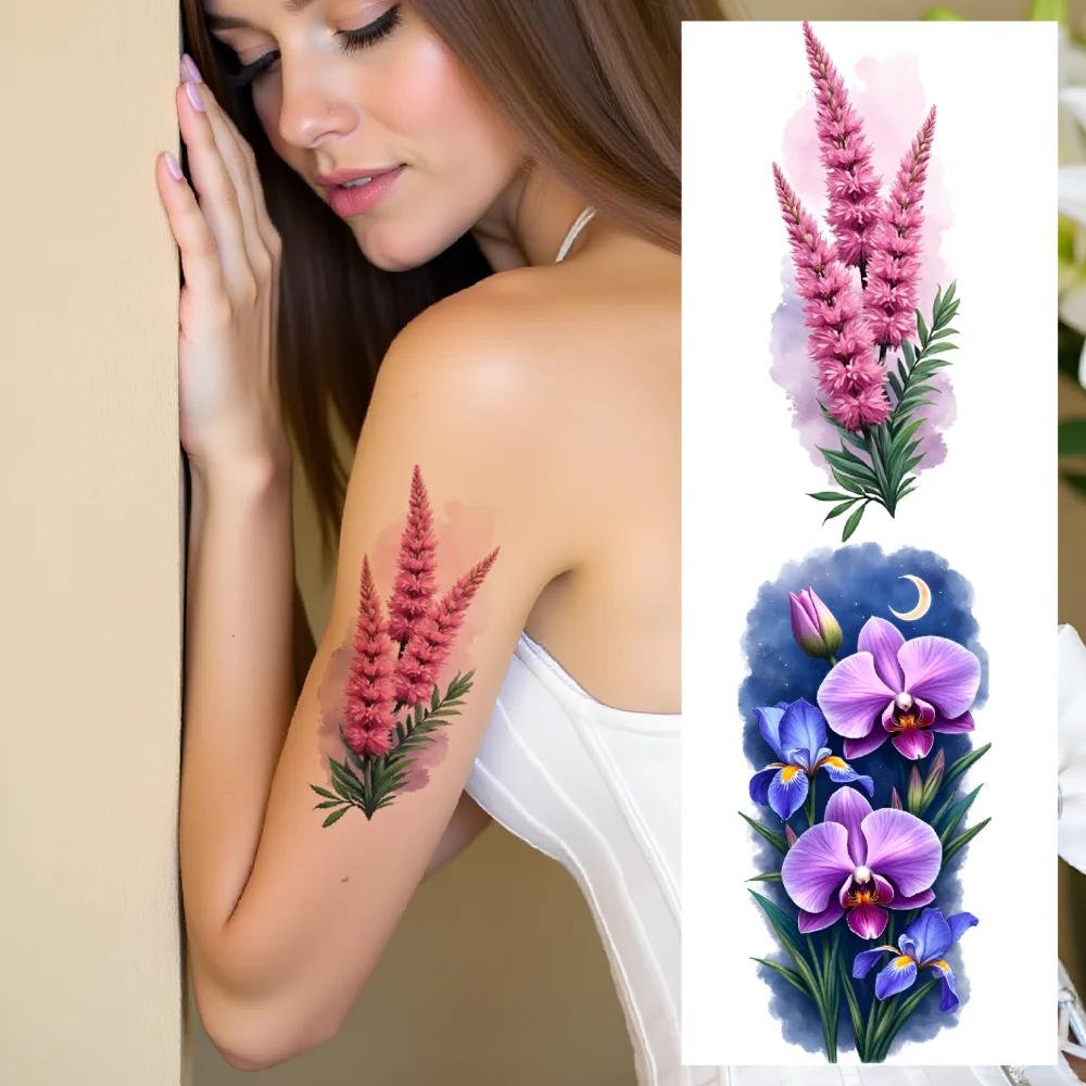 

12pcs Temporary Tattoo Flower Tattoos Waterproof Long-lasting Body Stickers Floral Designs Colorful Realism For Arms Back