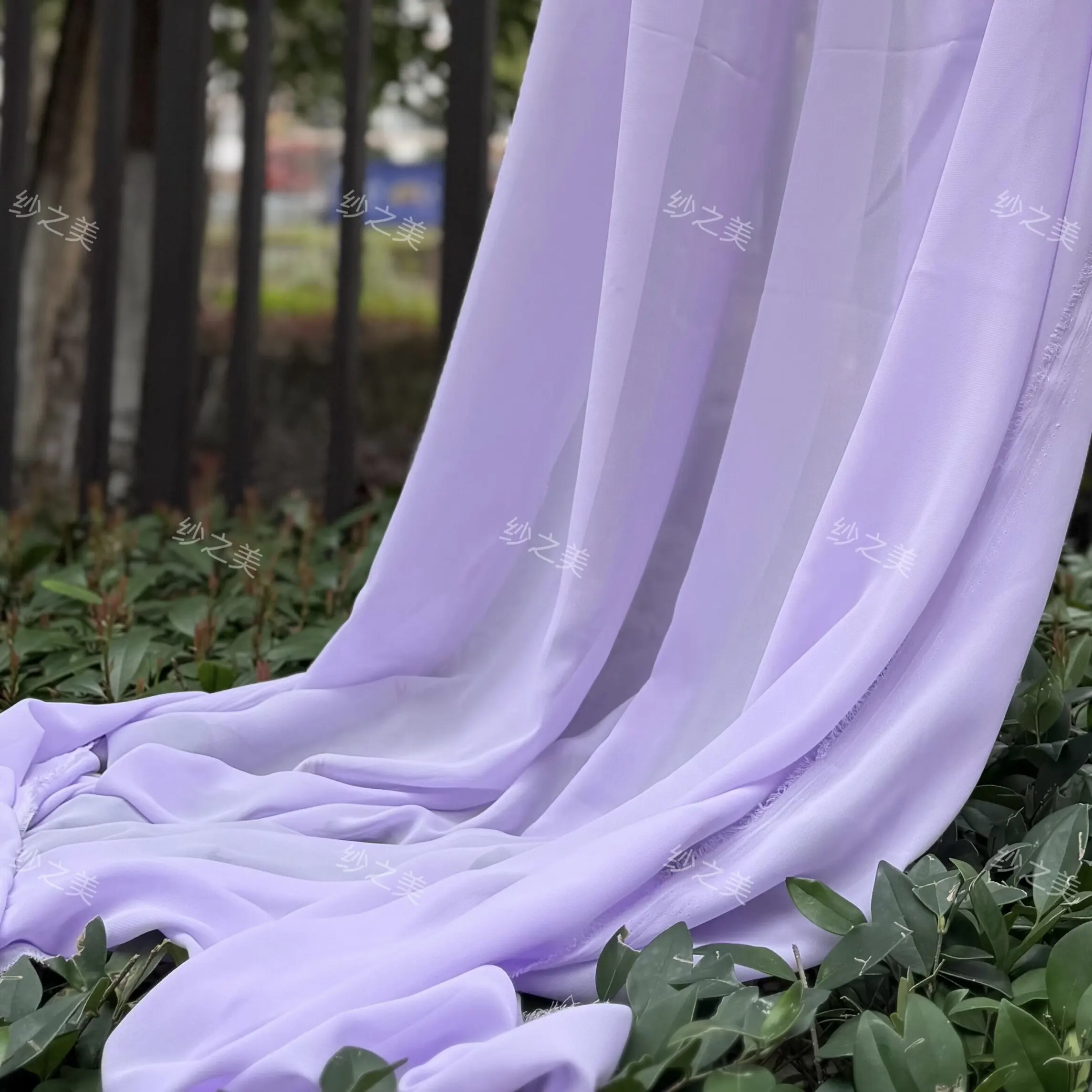 Purple Chiffon Fabric Draping for Wedding Ceremony Layout Translucent Light Yarn Clothing Handmade DIY Fabric