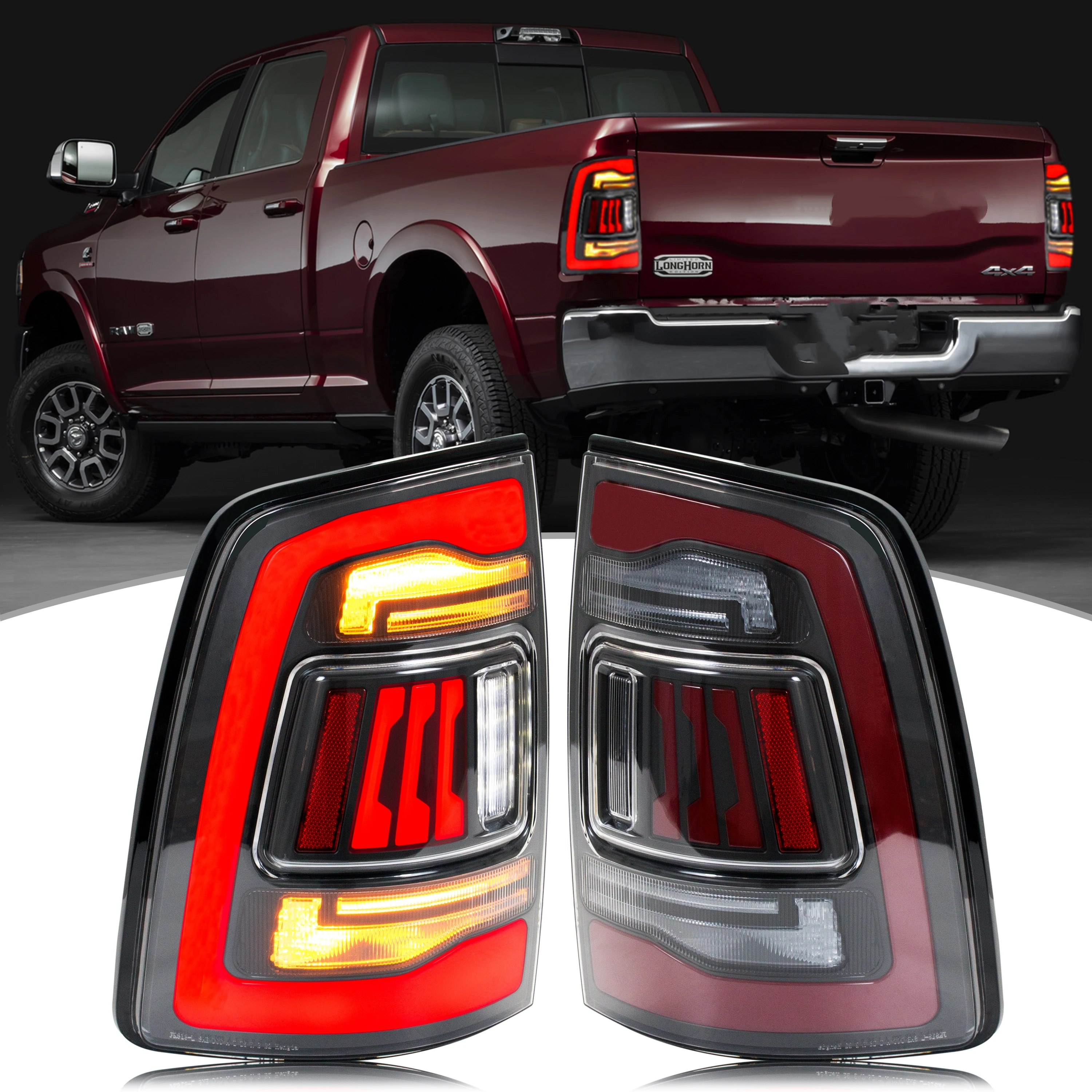 

LED Tail Lights for Dodge Ram 2009-2018 1500 2500 3500 4th Gen Sequential Turn Signal Clear Red Rear Lamps Assembly