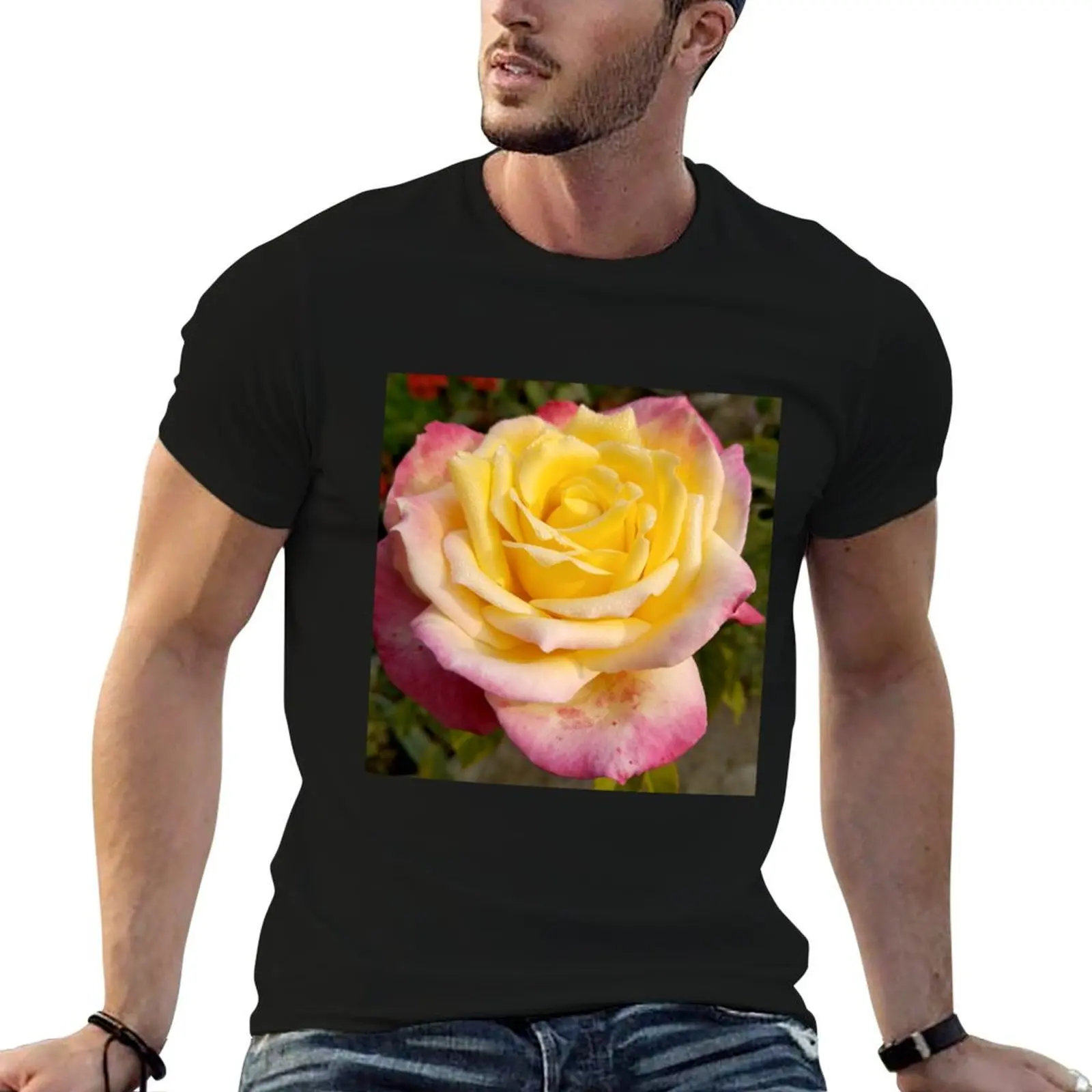 

Colorful rose flower design T-Shirt oversize t-shirts man topping fashion shirts funny meme t-shirts t shirts for men