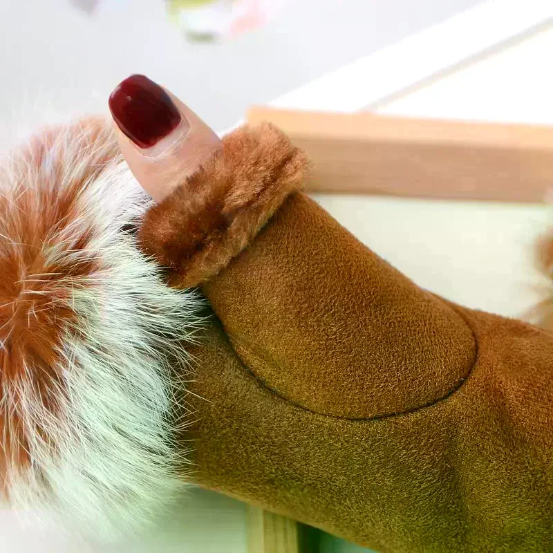 Guantes sin dedos de felpa par - Fingerless Glove Knit reseña y precio
