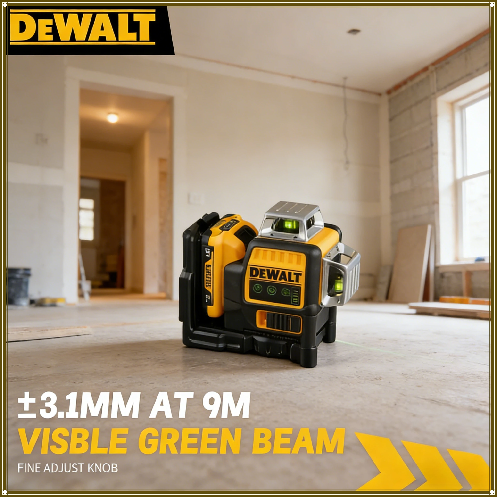 

2026 Dewalt 089LG Laser Level: ±4° Self - Leveling,12 Laser Lines, IP65, Green Beam,For Construction & Decoration Alignment