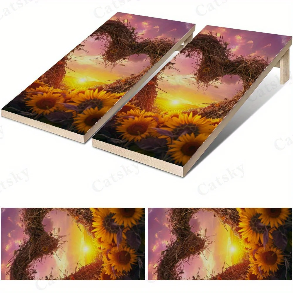 Sunflower Field with Heart Frame Sticker ,High Value! 2D Flat Vinyl Sandboard Decals - Budget-Friendly and High Value, Bubble-Fr