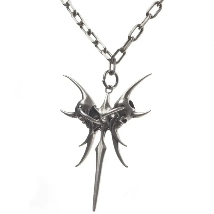Europe and America Silver Color Skull Cross Necklace UNISEX Cool and Handsome Motorcycle Jewelry Necklace