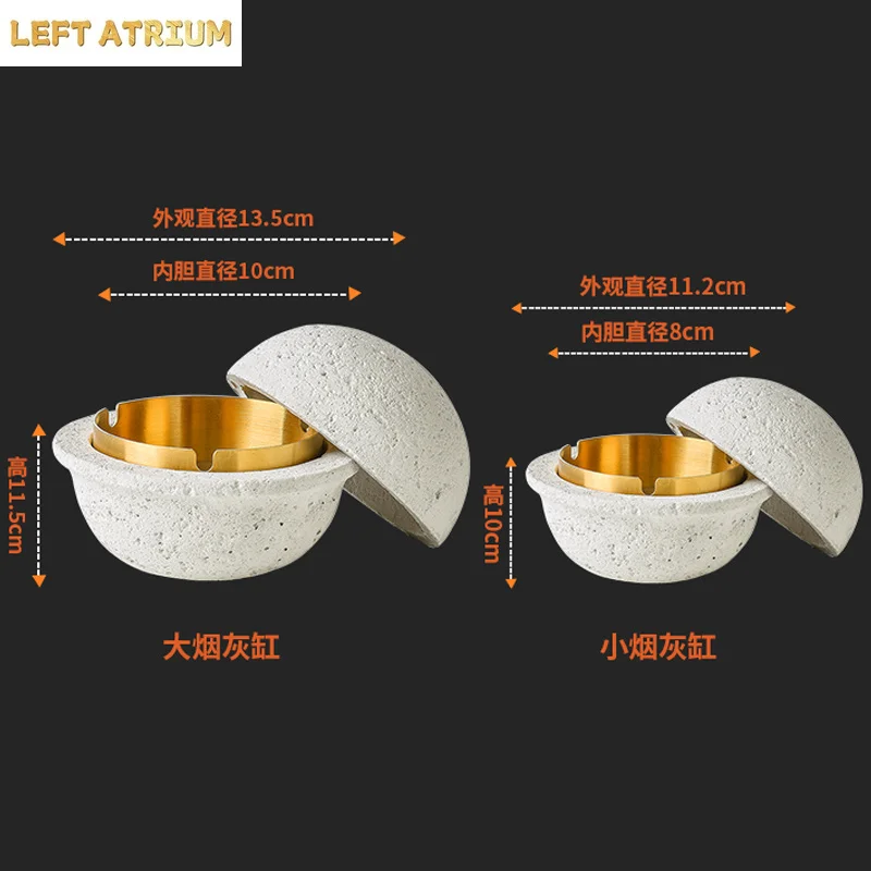 Creative Planet Ashtray Light Luxury Cute Cement Decoration Home Living Room Ashtray Desktop Anti-fly Ash Storage Box with Lid