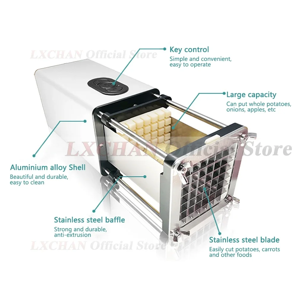 홈와이즈 전기 감자 절단기, 감자 칩 절단기, 야채 절단기, 스트립 주사위 큐브 슬라이스 푸드 프로세서, 110V-240V