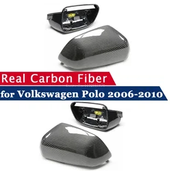 2 PCS Rearview Mirror Cover for Volkswagen Polo Mk4 2006-2010 Skoda Octavia Real Carbon Fiber Side Mirror Frame Replacement Case
