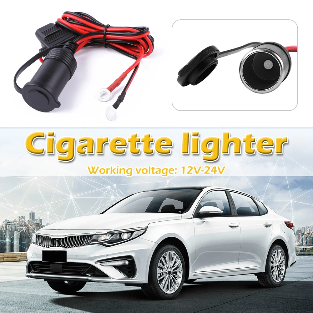 

Durable Cigarette Lighter Socket Multi-function Car Cigarette Lighter Socket with 10A Fuse+Wire for Motorcycle Truck DC 12-24V