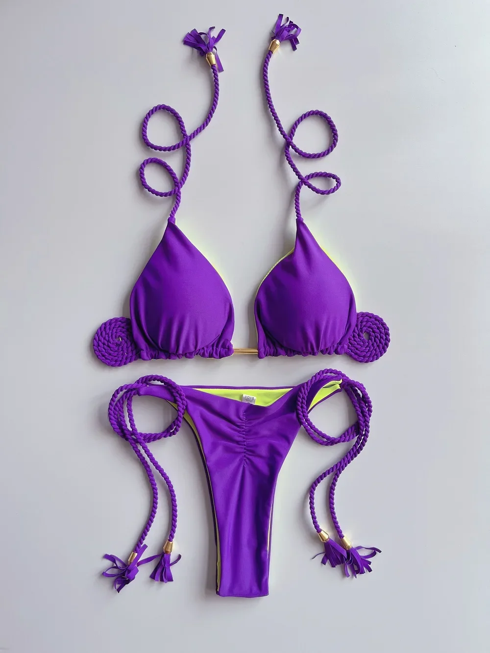 

RUOTONSEPT Sexy Solid color Braiding rope Bikini Set Women Swimsuit Two-piece Triangle Swimwear Bathing Suit Brazilian Biquinis
