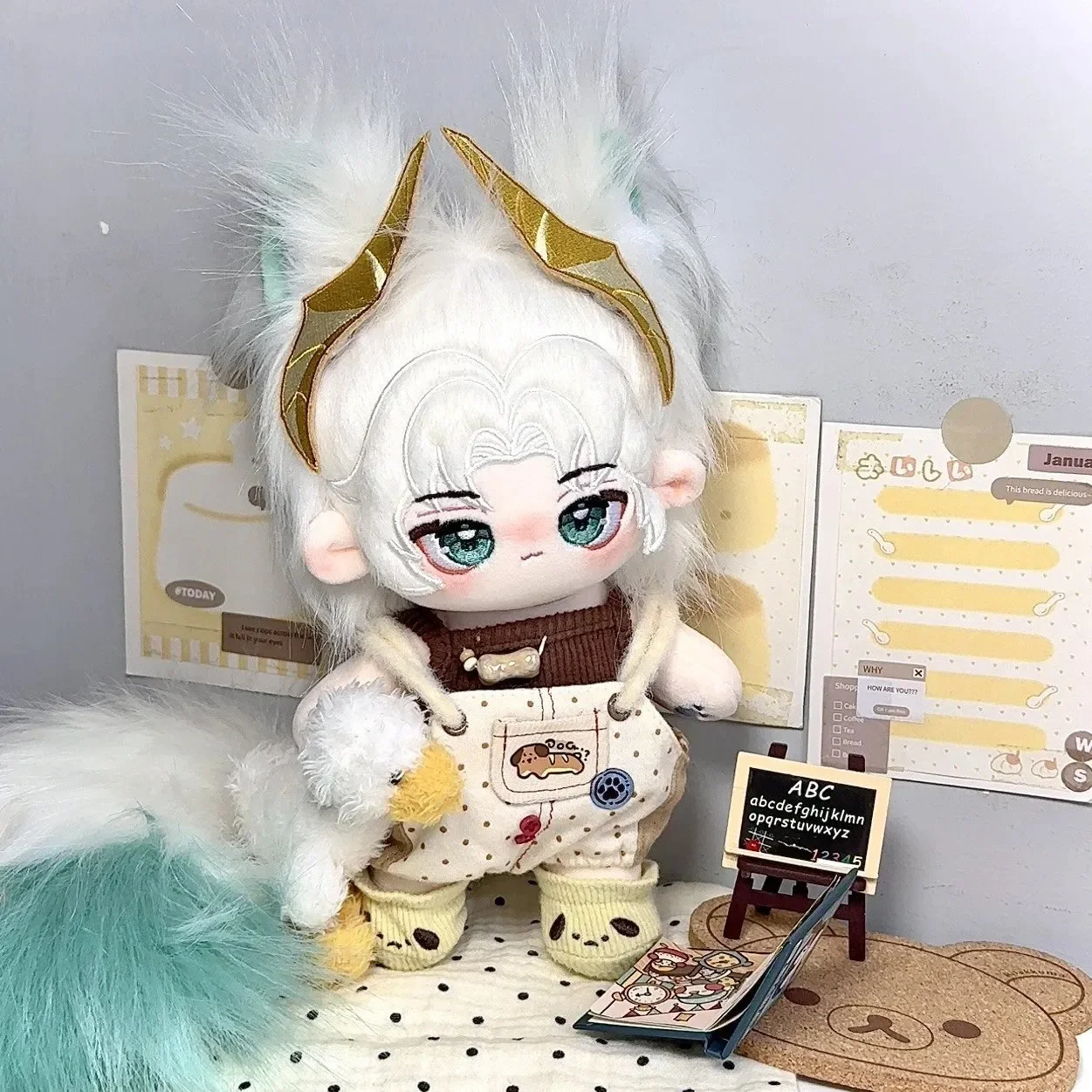 Cartoon Figures Monster Beast Ears Tail Cosplay Cotton Doll Stuffed Body Dress Up Clothes Plushies Toys Dolls Xmas Gift 20CM