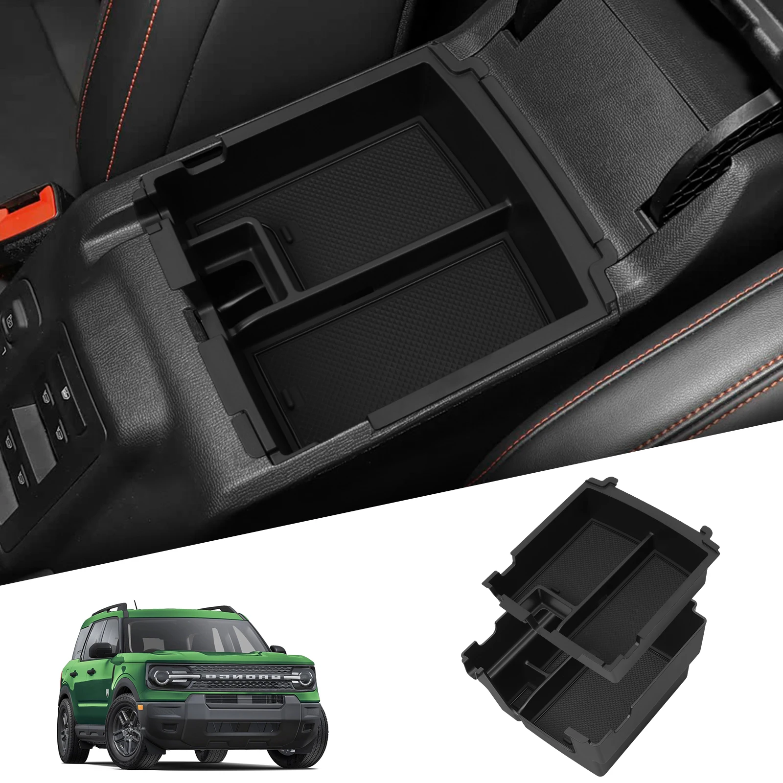 

Для Ford Bronco 4Door 2025+ Центральный подлокотник Ящик для хранения Двухслойный автомобильный поднос Органайзер из АБС-пластика Аксессуары для уборки