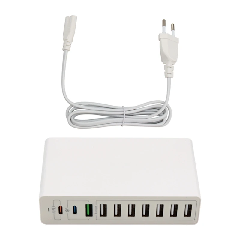 65W USB Charger Station 10Port Desktop USB Fast Charger for USB Charger for Multiple Devices Phone Tablet Laptop EU Plug-ABVK