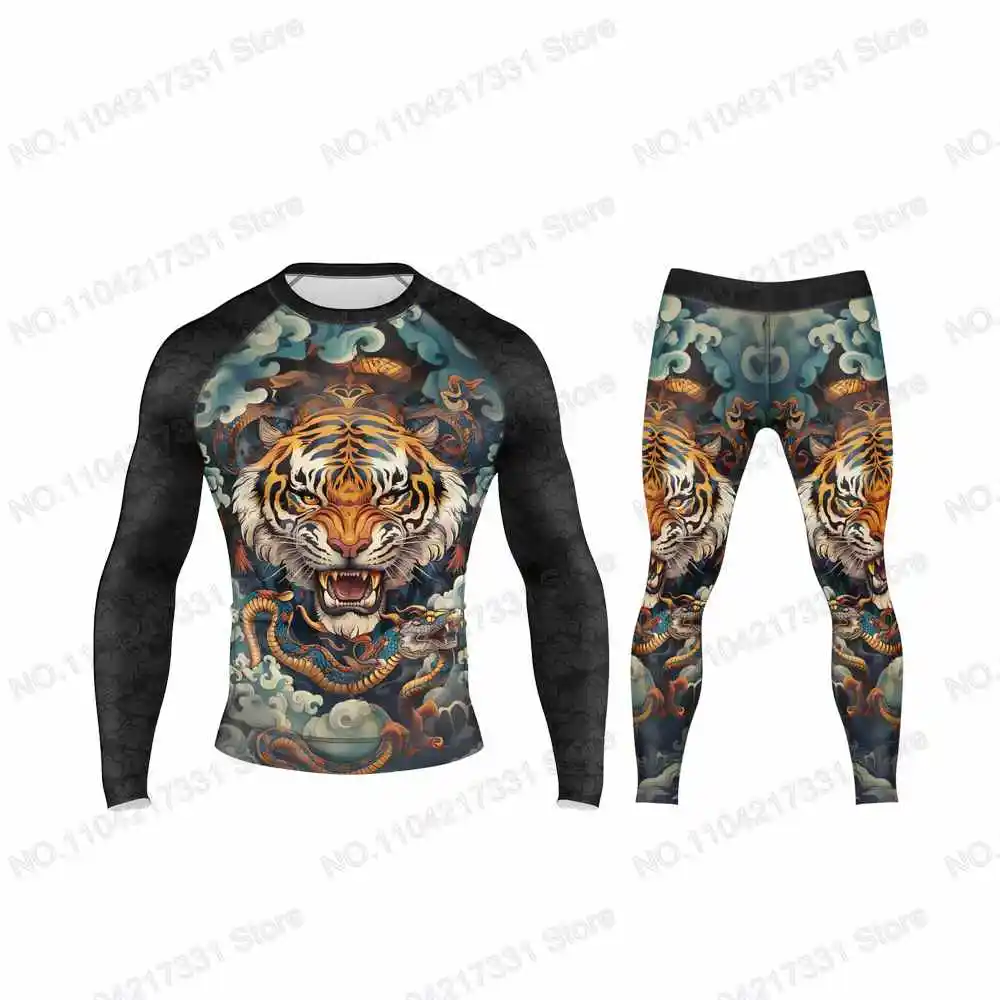 6th New Special Print for 2024 Surfing Jersey Beach Swimwear Diving Gym Long Sleeves Trousers MMA BJJ Men Jiu Jitsu Fitness Sets