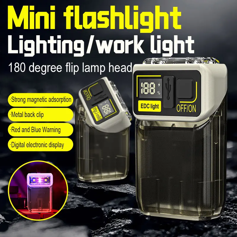 Multifunctional Ajustable Angle Flashlight Super Bright USB Rechargeable Mini Work Light Portable Magnet Emergency Light