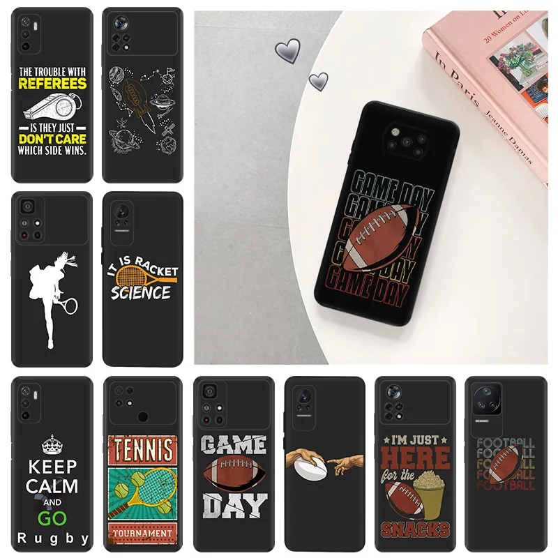 Silicone Soft Phone Case for Xiaomi Poco F5 X3 X4 X5 F3 F4 F1 M3 M4 M5 M5s C61 14 Pro Redmi A3 A3x Football Tennis Rugby Cover