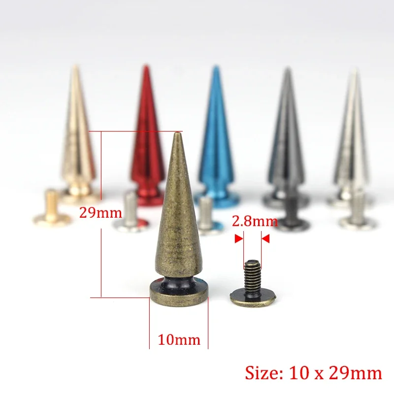 5pcs Metal Screwback Cone Studs Bullet Spike Long Punk Rivets for Leather Craft Bag Garment Stage costume Shoes DIY Decor