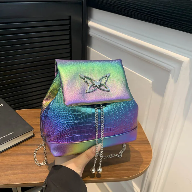 

Модный рюкзак с крокодиловым принтом, сумка через плечо для женщин, дизайнерская сумка из искусственной кожи, противоугонная сумка-рюкзак.