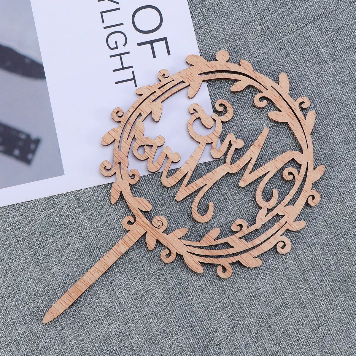 Holz-Hochzeitstorten-Topper, dekorative Holzmaserung, Mr Picks, Partydekoration, Girlande, leicht, wiederverwendbar