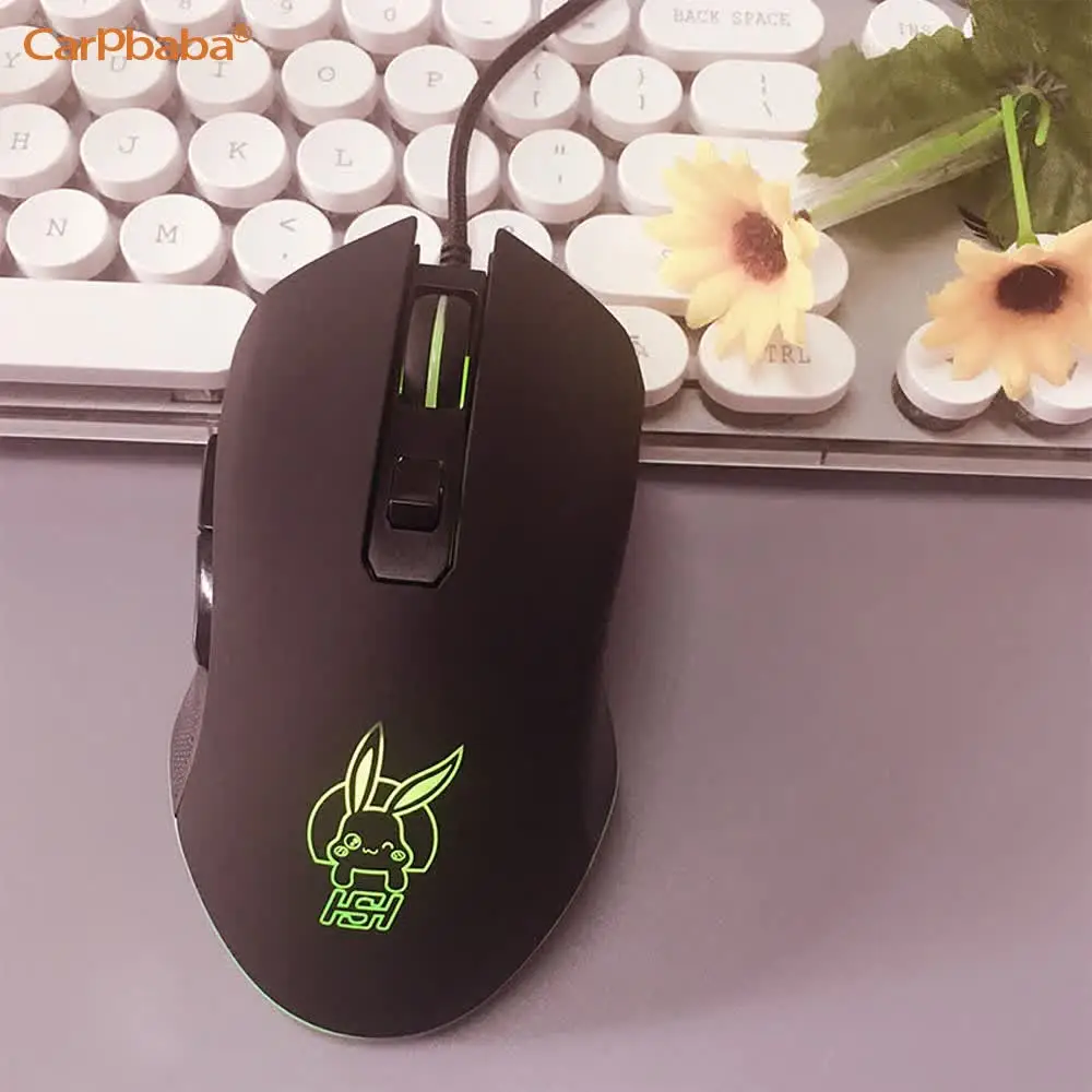 Slient Ergonomic Wired LED Gaming Optical Mouse 2400DPI Adjustable Durable 6-Keys Computer Mouse Kawaii PC Laptop Mouse For Girl