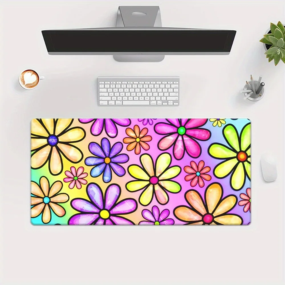 Tapis de table imprimé à motif floral haute définition, tapis de souris multifonctionnel surdimensionné, alfombrillas para escritorio, tapis de souris
