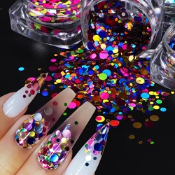 Mermaid Effect Sequin Nail Art Decoration Accessories Dazzling Bubble Glitter Flakes Rainbow Small Round Piece Manicure Supplies
