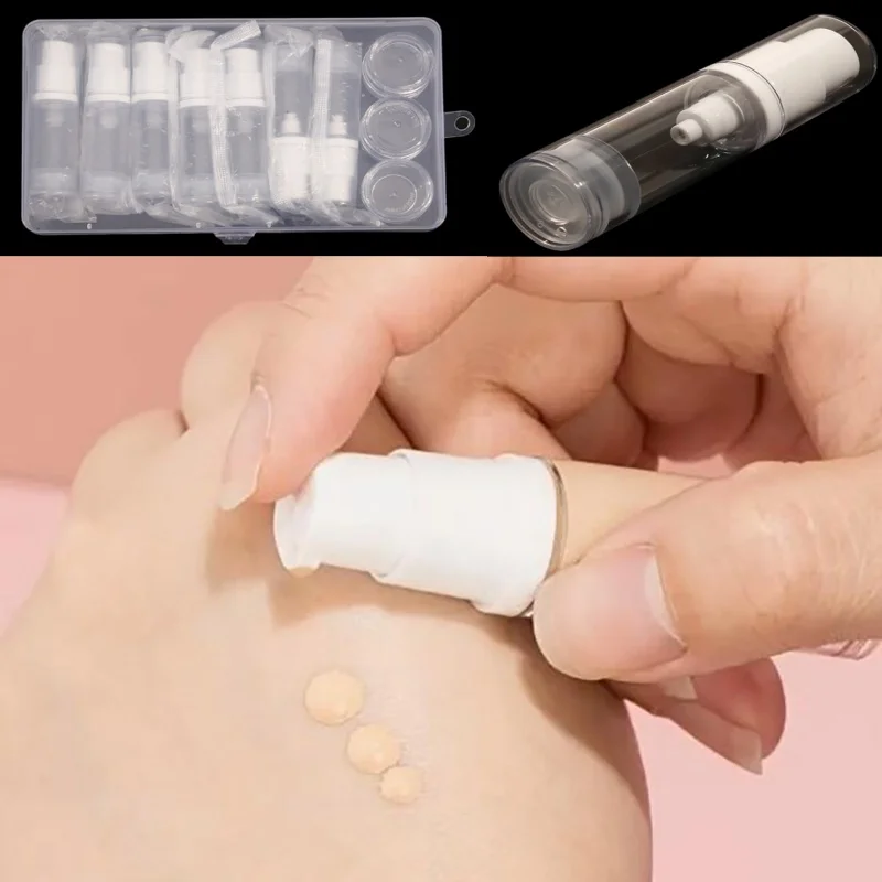 1 ensemble 5-10ML clair vide rechargeable pompe à vide sans air crème Lotion et Spray Portable bouteille ensemble échantillon emballage pour articles de toilette