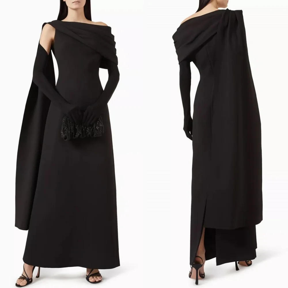 

Customized Simple Chinese Style Jersey Pleat A-line Off-the-shoulder Long Dresses Bespoke Occasion Dresses Elegant Fashion Sexy