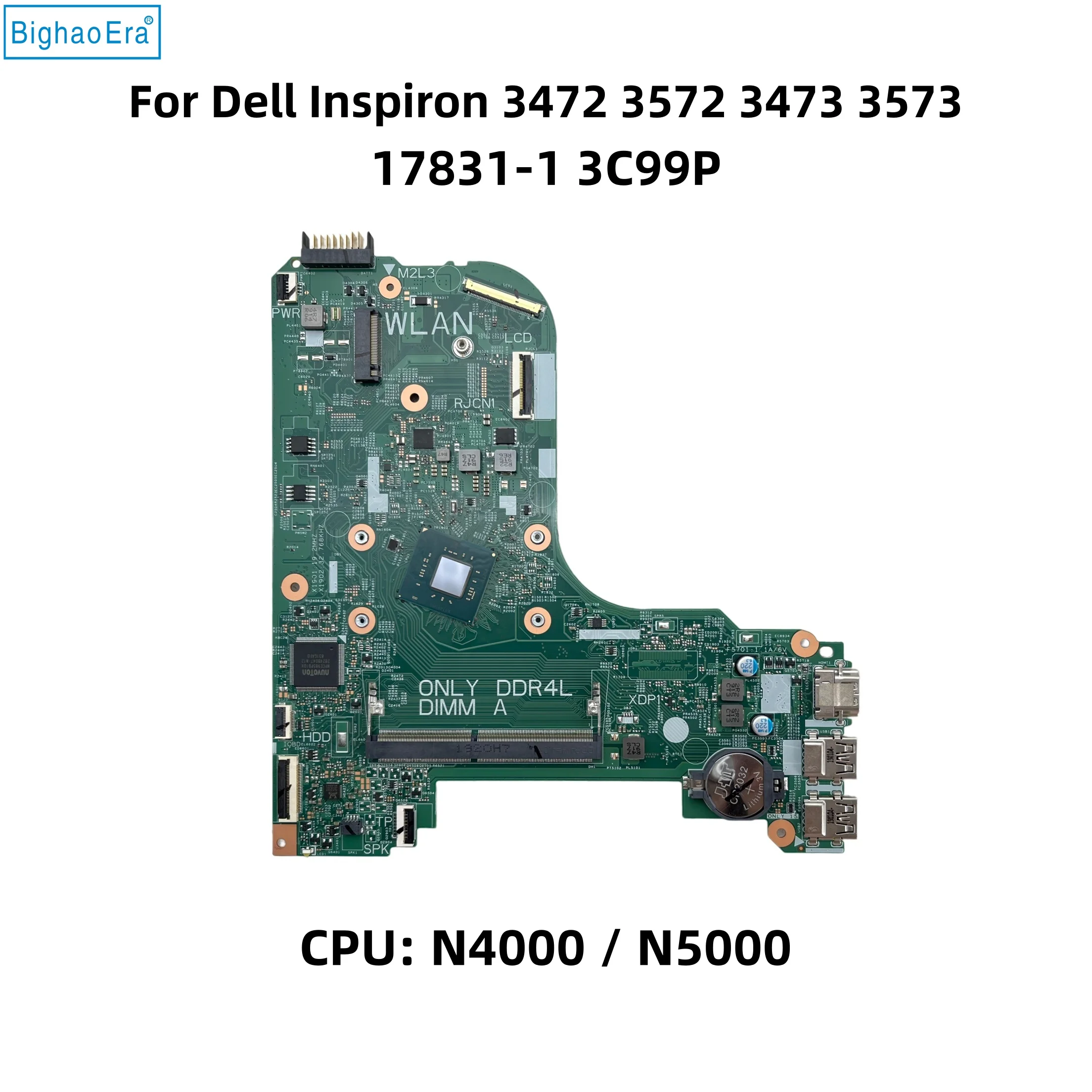 17831-1 3C99P pour Dell Inspiron 14 3472 3473 15 3572 3573 carte mère d'ordinateur portable avec processeur N4000 N5000 DDR4L CN-037TPD 04N9GT