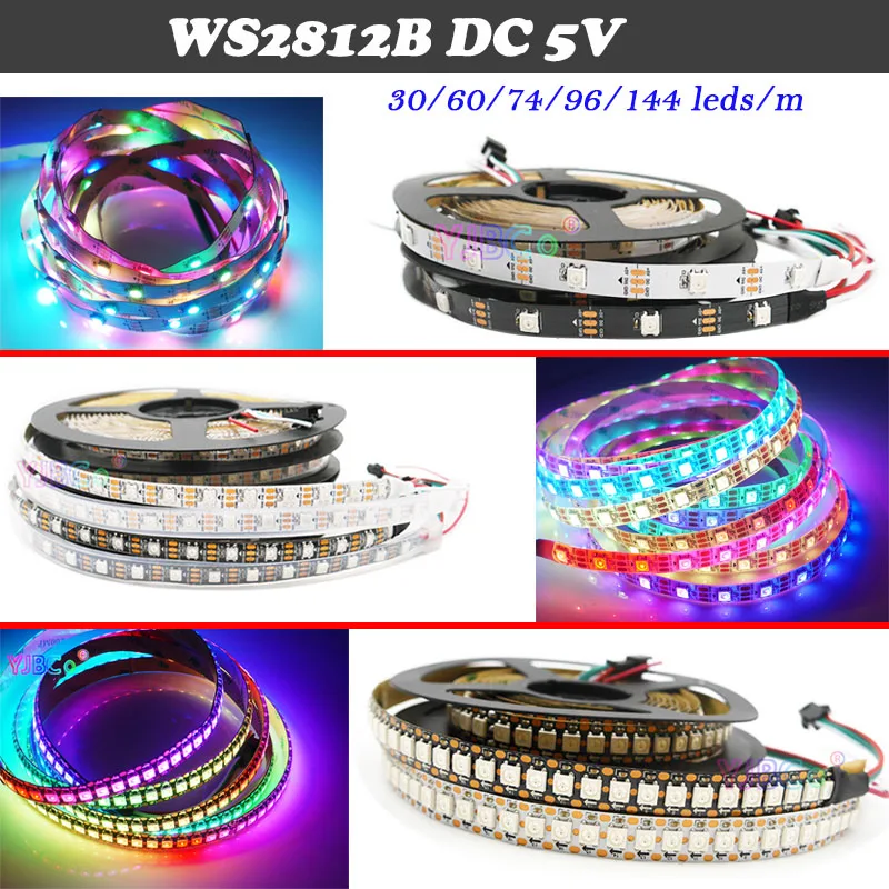 WS2812B LED Strip Light WS2811 IC Smart Pixels Neon Lamps Tape ws2812b IP30/IP65/IP67 30/60/74/96/144 Leds/M led strip