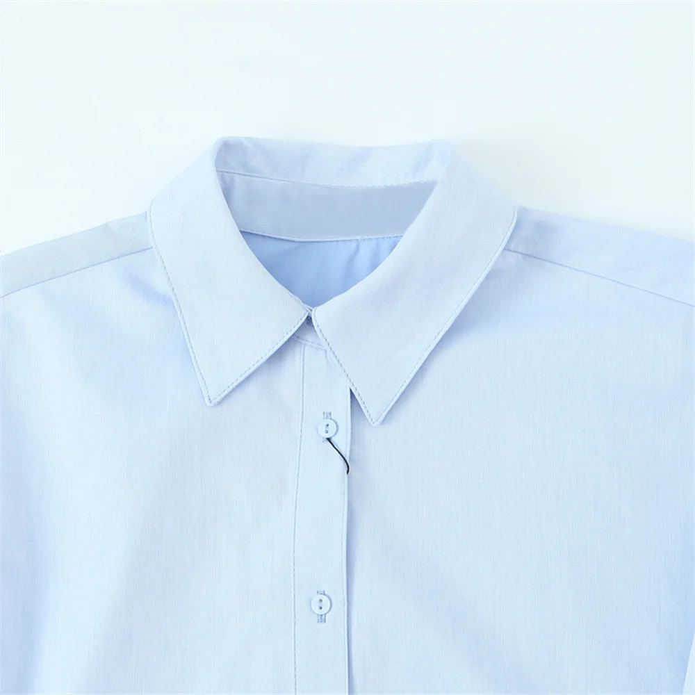 Chemise décontractée pour femmes, taille boutonnée, manches longues, revers, couleur unie, tempérament, nouvelle chemise de printemps