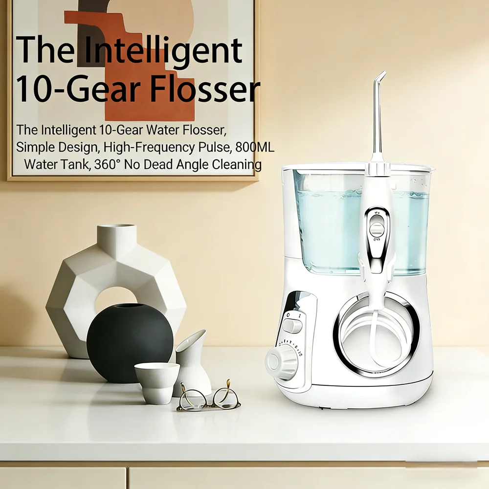 

Настольный электрический ирригатор для полости рта, 10 режимов, 800 мл, водный флоссер, очиститель зубов для удаления налета и свежего дыхания