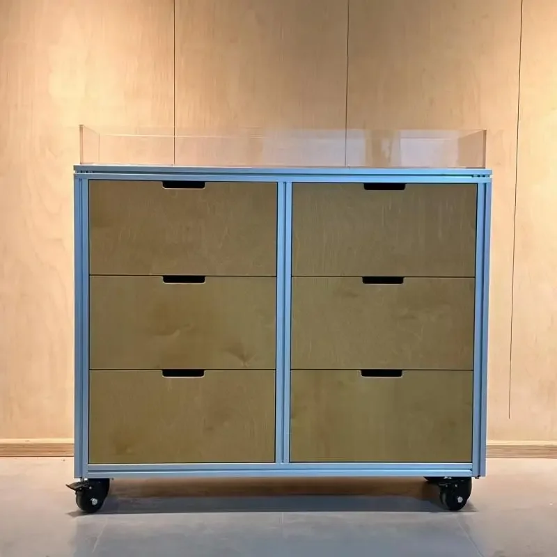 Birch ocean plate aluminum profile dining side cabinet tea cabinet simple modern hotel mobile cabinet locker