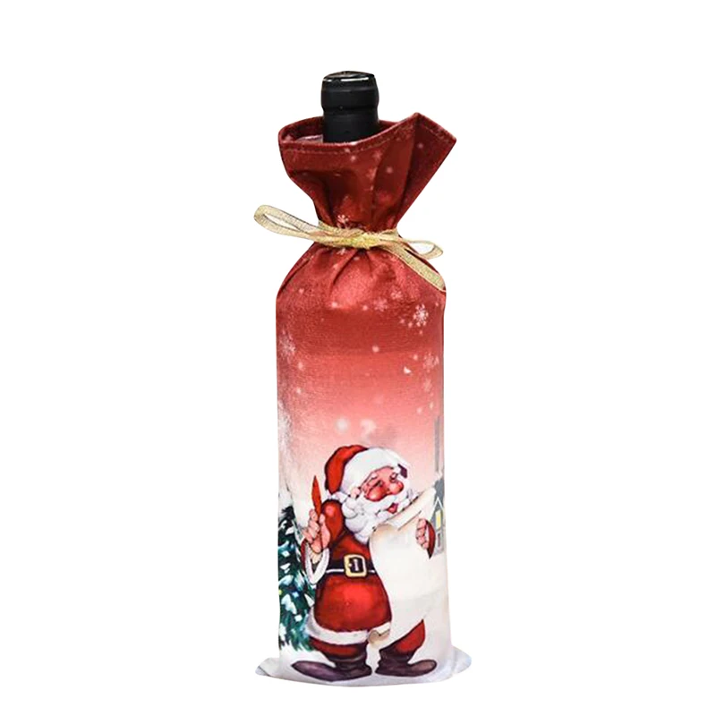 2020 New Christmas Red Wine Bottle Covers Bag Santa Claus Dinner Champagne Bottle Cover Table Decor For Home