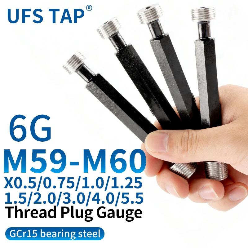 

UFS 1PCS 6G M59-M60 X0.5/0.75/1.0/1.25/1.5/2.0/3.0/4.0/5.5 Steel Metric Fine Thread Plug Gauge High Quality Measure Tool