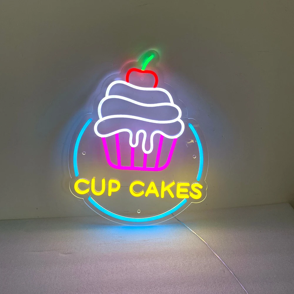 Cupcake Neon Sign Bakery Cake Shop Decoration LED Light Sign Custom Sweet Dessert Storefront Wall Decor Business Neon Lights