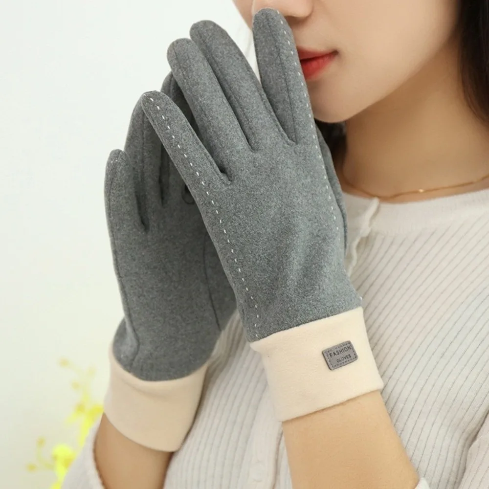

New Plush Winter Gloves Warm Full Finger Touch Screen Gloves Windproof Coldproof Skiing Gloves Gift