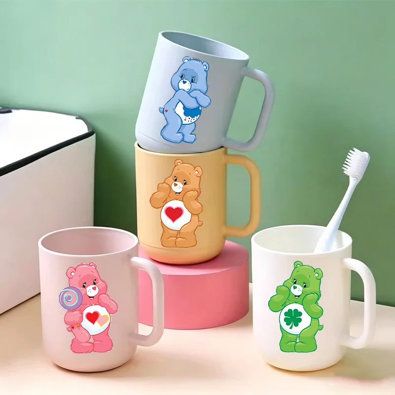 Kawaii Care Bears Toothbrush Cup Couple Gargle Water Cups Girls Boy Home Brush Teeth Mug Bathroom Accessories Kids Birthday Gift