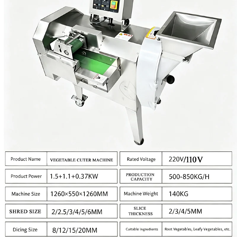 Picture 5: Double Head Multi Function Commercial Vegetable Cutting Tool High Power Slice Shred Dice Segment Machine Vegetable Cutter Machin