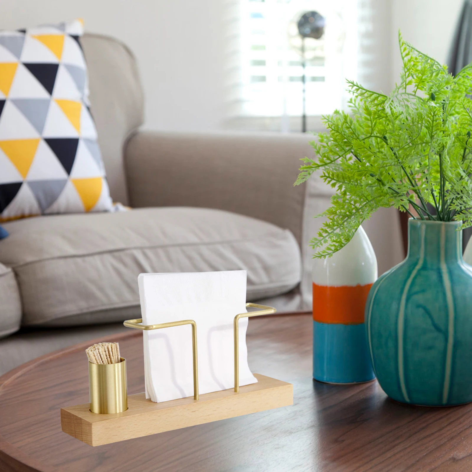 

Creative 1PC Paper Towel Holder Napkin Rack Toothpick Stand Tissue Box Wooden Design Household Supplies Stable Bottom for Family