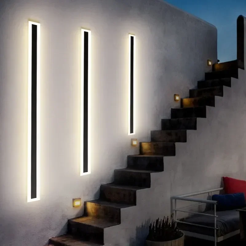 Imagem -02 - Impermeável Long Strip Led Lâmpada de Parede Lâmpada Exterior Moderna Ip65 Villa Porch Jardim Impermeável Frente da Porta da Garagem