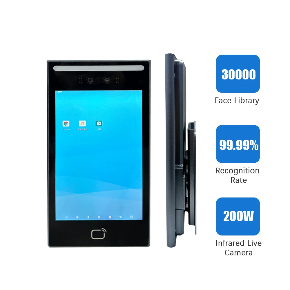 ระบบควบคุมการเข้าออกด้วยไบโอเมตริกซ์ Scanmax ขนาด 7 นิ้ว มาตรฐาน IP65 พร้อมระบบมองเห็นในเวลากลางคืน ระบบจดจำใบหน้า กล้องคู่ และโลโก้ที่ปรับแต่งได้